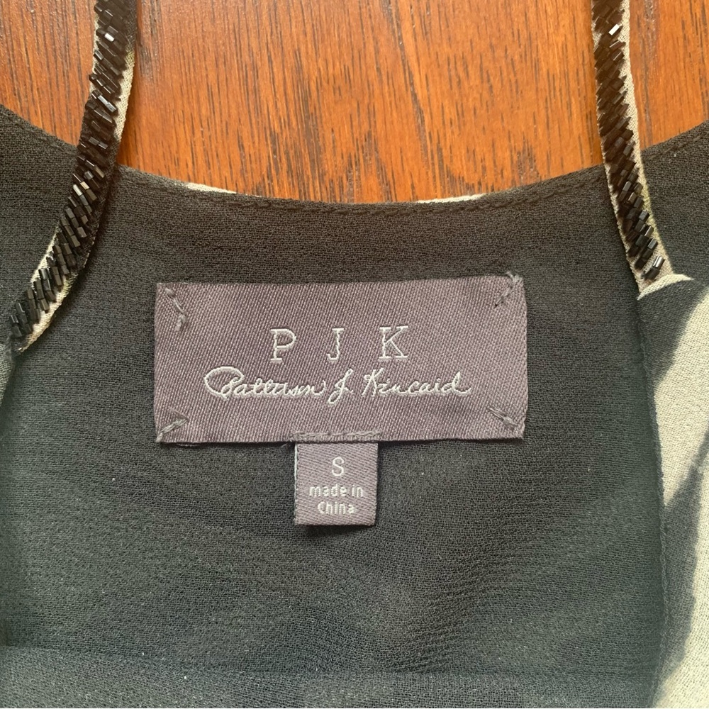 PJK Patterson J. Kincaid Black Animal Print Shift Top with Beaded Strap | Size S - Picture 6 of 11